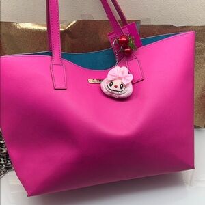 Juicy Couture Bright Pink Tote Bag with charm and hairclip
